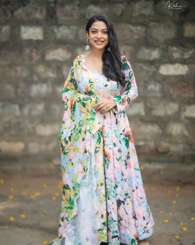 Adorable Pics Of Varsha Bollamma In Colorful Dress